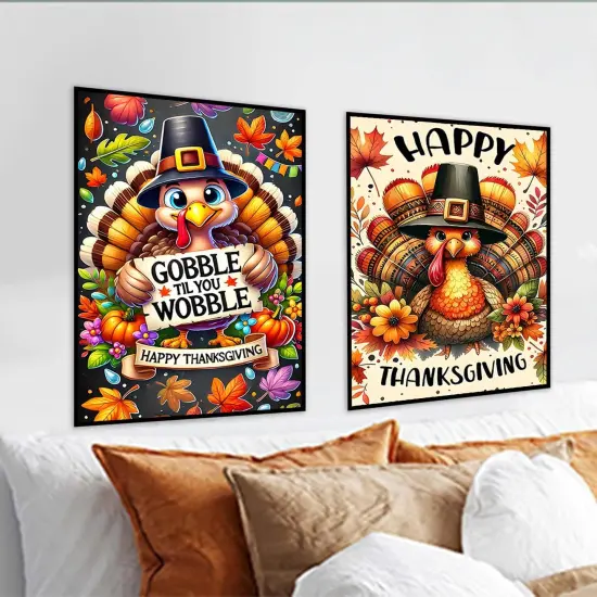12x16inch - 2 Pack Thanksgiving Turkey Diamond Painting Kits for Adults {4}