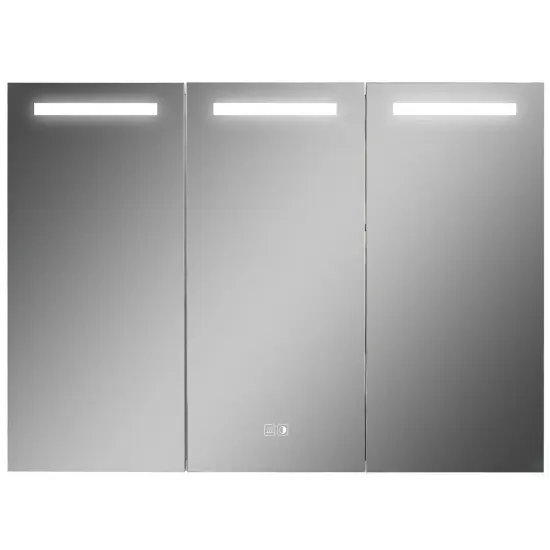 Basicwise 3-Door Versatile Bathroom Medicine Cabinet with Anti-Fog LED Mirror, Waterproof Aluminum, Surface or Recessed Mount, 2 Adjustable Glass Shelves, Wall Cabinet for Bathroom Storage, Silver {6}