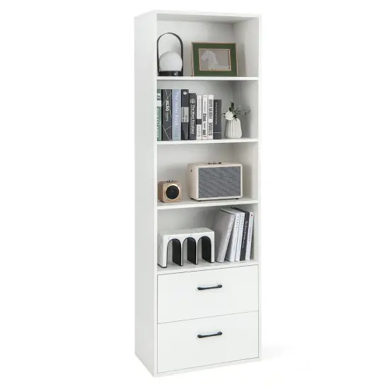 Costway 6-Tier Tall Bookshelf Freestanding Modern Bookcase Black Storage Cabinet White/Black {7}