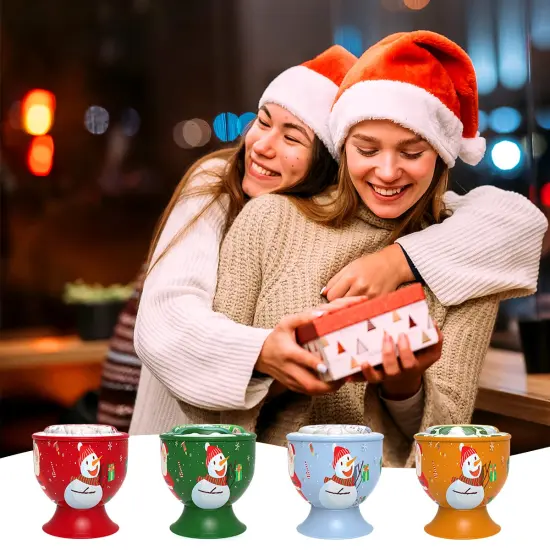 Set of 4 Christmas Santa Claus Snowman Scented Candles Gift Set for Women, Small Natural Soy Wax Decorative Aromatherapy Candles for Home Holiday - Cedar, Vanilla, Apple and Ocean Fragrances {2}