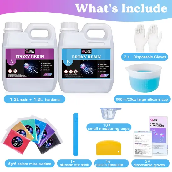 LET'S RESIN 80oz Crystal Clear Casting Resin Kit,Bubbles Free Epoxy Resin Supplies,Clear Resin for Beginner,Tumblers,Molds,Jewelry,Resin and Hardener with 6 Mica Powders,Large Silicone Cup {2}