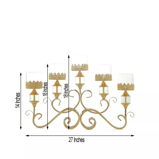 18" tall Candelabra Hurricane Candle Holder for 5 Candles Wedding Centerpiece {2}