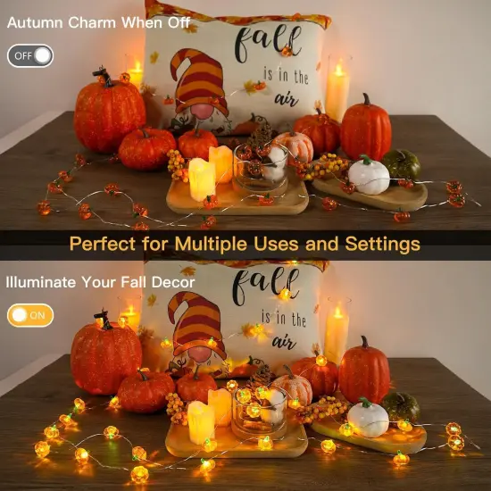 3D Fall Pumpkin String Lights - 12.8ft 40 LED (Tiny Pumpkin) {2}