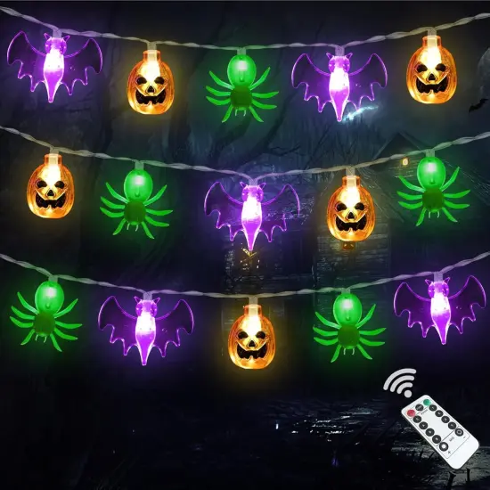 Pumpkin Bat Spider Battery - Halloween Lights Decor {1}