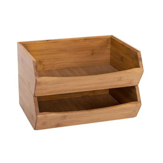 Seville Classics 2-Piece Stackable Bamboo Bin Set {6}