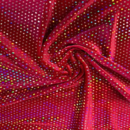 1 Yard Glued Hologram Sequin Stretch Velvet Fabric 60 Inches Width Black Gold {4}