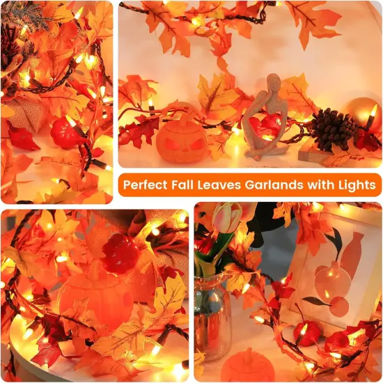 Fall Garland with 35 Orange Bulbs - Orange-Maple Pumpkin {3}