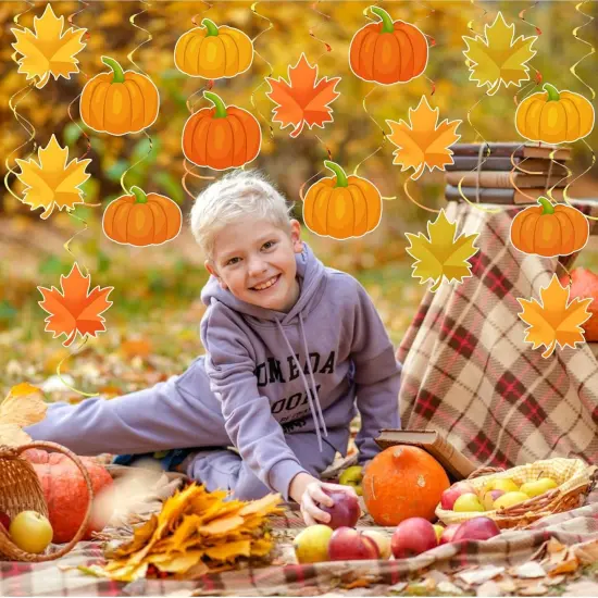 36pcs Thanksgiving Fall Pumpkin Maple Leaf Hanging {5}