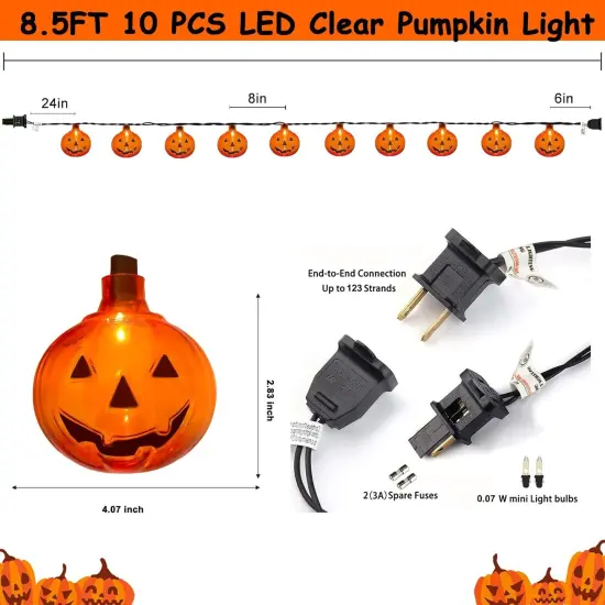 Halloween Pumpkin String Lights - 8.5Ft (Clear Pumpkin Lights) {5}