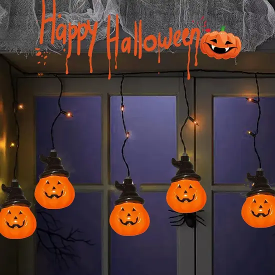 Halloween Curtain Pumpkin Hat Lights {2}