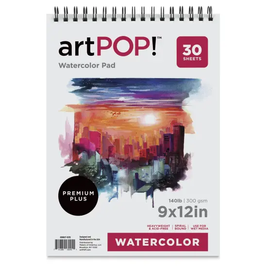 artPOP! Watercolor Pad, 9" x 12", 30 Sheets, Spiral Bound, Acid-Free Paper, 140lb (300gsm), Perfect for Most Wet & Dry Media, Ideal for Beginners, Students, Artists {3}