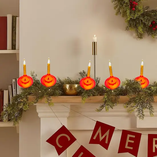 Orange Vintage Halloween String Lights - Jack O Lantern {4}
