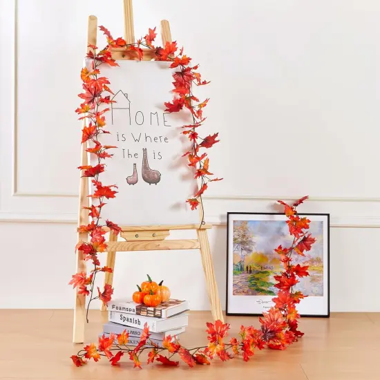 1pc - Red Maple Garland Fall Leaves Garlands 6.5Ft Leaf Autumn Foliage Garland {2}