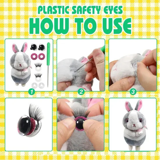 28pcs Glitter Safety Eyes with Washers and Eyelashes - 25mm {3}