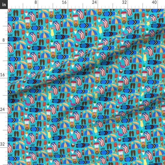 Various Fabrics by the Yard or Fat Quarter Vamos Summer Beach Surf Board Custom Printed Fabric by Spoonflower {1}