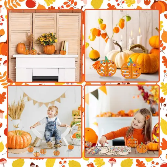 10 Pack Wooden Pumpkin Crafts for Kids {5}