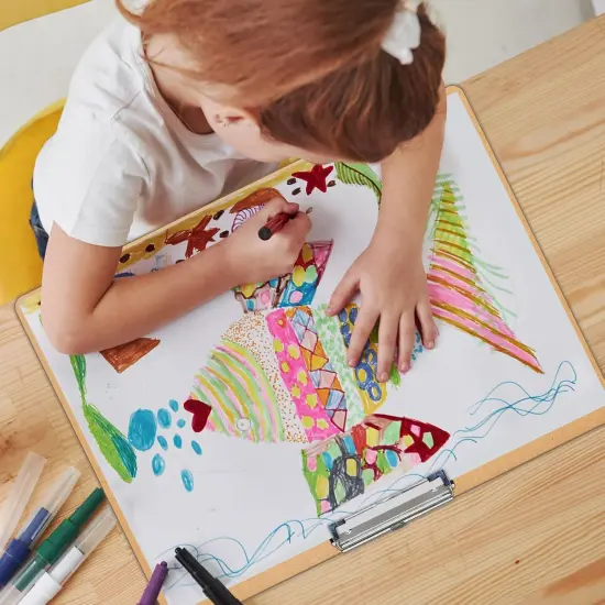 6 pcs of Oversized 11x17 clipboard, Wood Cleats with Low Profile Clips for Drawing, Sketching, and Art Boards, Horizontal Wood Lapping, Landscape Layout (3mm Thickness {4}