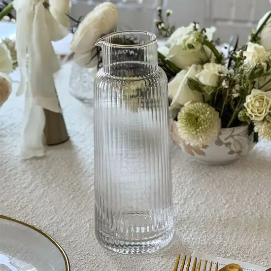 Ribbed Glass Pitcher By Kinor Decor Clear {5}