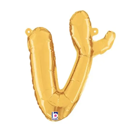 Betallic&reg; 14 inch Script Letter V Gold Air Fill Only {1}