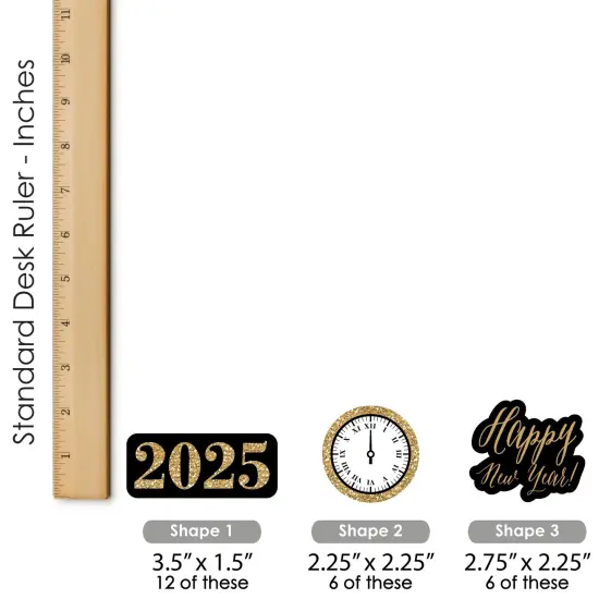Big Dot of Happiness New Year's Eve - Gold - DIY Shaped 2025 New Years Eve Party Cut-Outs - 24 Count {6}