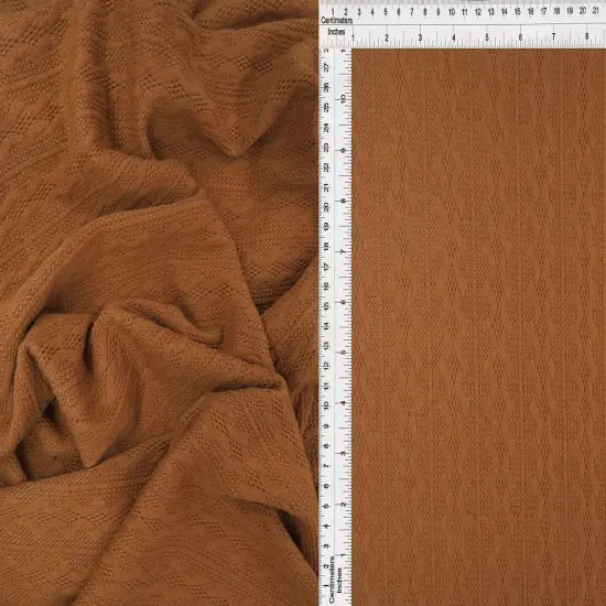 1 Yard Knit Jacquard Cable Knit Sweater Fabric Stretch Polyester Spandex 58/60 Inches Wide Red {7}