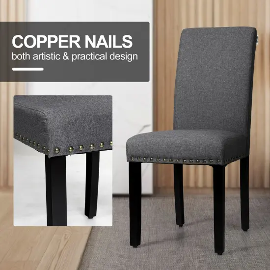 Costway Set of 4 Fabric Dining Chairs w/Nailhead Trim {6}