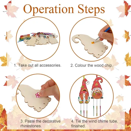 10 Pack Fall Craft for Kids Coloring Wooden Wind Chime {3}