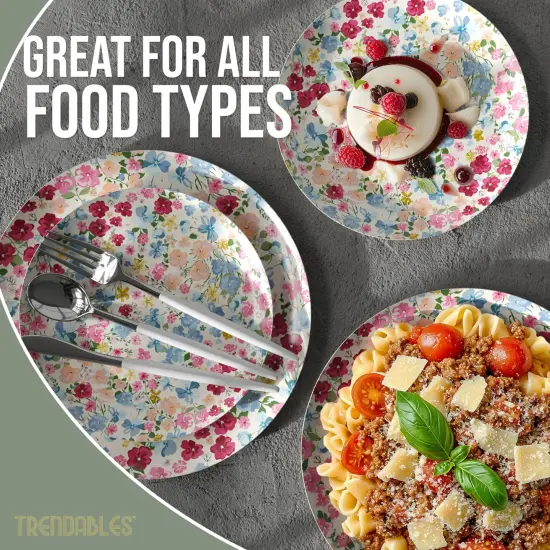 Earthtrends Heavy Duty Paper Plates for parties &ndash; Includes 8-Inch Paper Dessert Plates and 10-Inch Paper Dinner Plates &ndash; Disposable Floral Paper Plates for Parties, Weddings, Events, BBQs, Birthdays, Catering, Holidays &ndash; Elegant Tableware Set Meadow 80 {5}