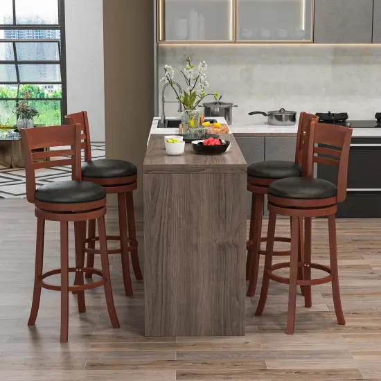 Costway Set of 4 Bar Stools Swivel Bar Height Dining Chairs with Backrests & Footrests {4}