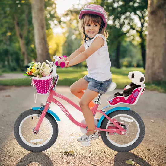 Honeyjoy 14/18 Inches Kids Bicycle with Training Wheels & Basket for Boys & Girls {3}
