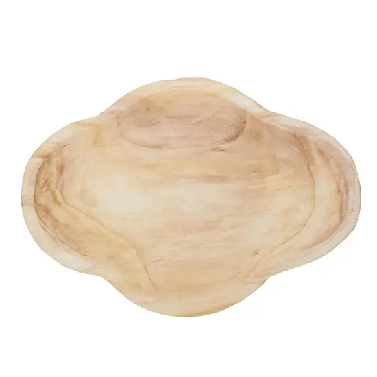 16 In Handmade Wooden Dough Bowls for Decor, Paulownia Wood Cross Shaped Dough Bowl Brown {7}
