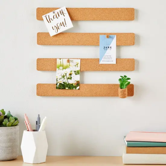 6 Pack Cork Board Strips for Walls - Adhesive Bulletin Board Bar Strips, 11.95x1.5 inches, 0.8 inch Thick - Natural Cork Boards for Office, Home, Classroom - Ideal for Notes and Photos {4}