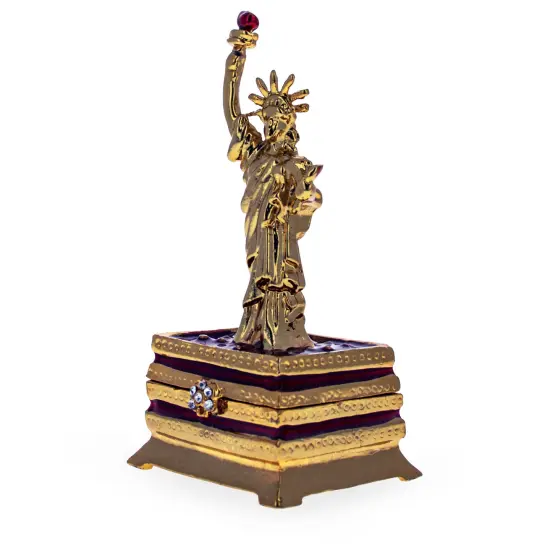 Statue of Liberty Jeweled Trinket Box Figurine {3}