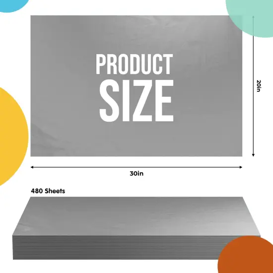 Tissue Paper for Gift Bags -20" X 30" Bulk Tissue Paper Dark Blue 480 Sheets - 10lb Newsprint for Packing, Birthday Gift Box Filler, Packing Supplies for Moving SuppliesGray {2}