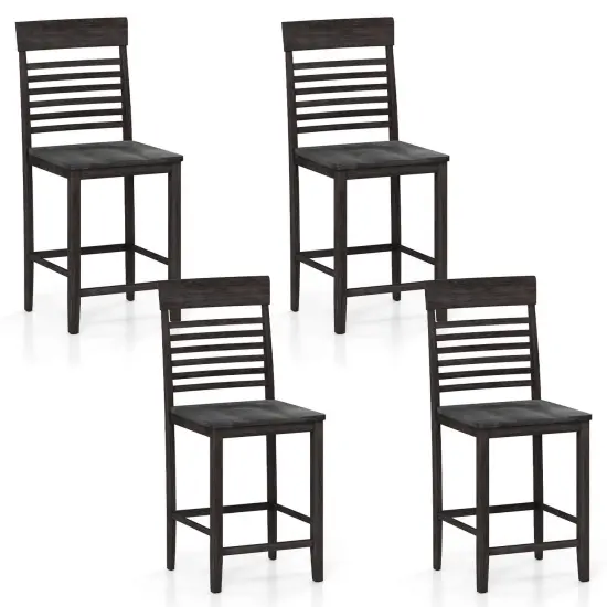 Costway Counter-Height Dining Chair Set of 2/4 with Footrests Solid Wood Frame Modern {1}