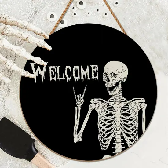 Halloween Skull Welcome Door Sign {1}