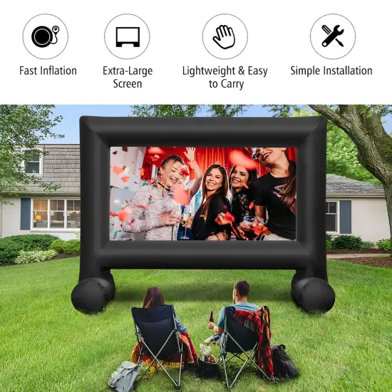 Costway 14FT\16FT\18FT\20FT InflatableProjector Screen Projection Outdoor Home Theater W/ Blower {5}