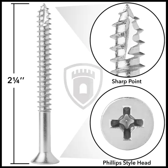 Cauldham Wood Screws #9 x 2-1/4 Inch for Door Hinges - 25 pack {4}