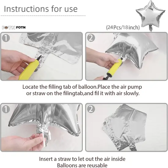 24 Pcs 18"" Gold star Balloons Foil Balloons Mylar Balloons {4}