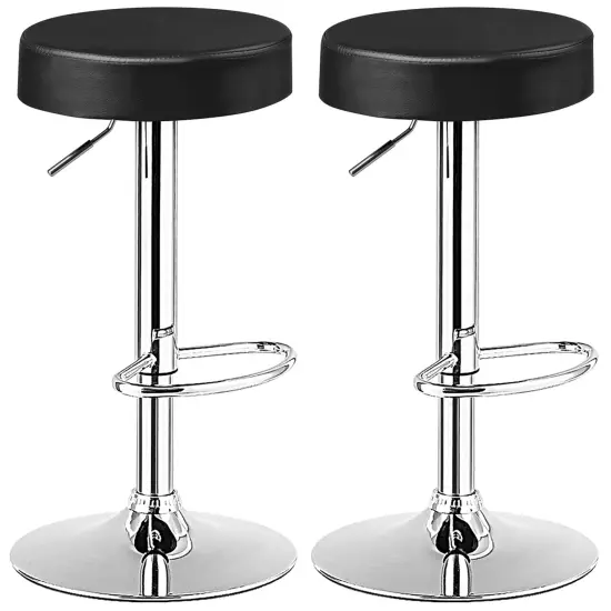 Costway Set of 2 Round Bar Stool Adjustable Swivel Pub Chair w/ Footrest White\Red\Black {1}