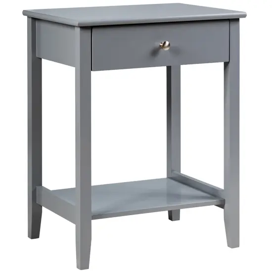 Costway Nightstand End Table Storage Display Bedroom Furniture Drawer Shelf Beside White\Brown\Grey {1}