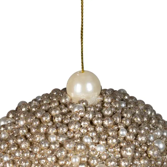 Northlight Glittered Beads Christmas Ball Ornament - 4" - Gold {4}