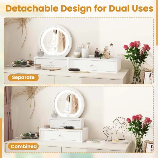 Costway Vanity Mirror with 2 Slide-out Drawers 3 Lighting Modes & Adjustable Brightness {6}
