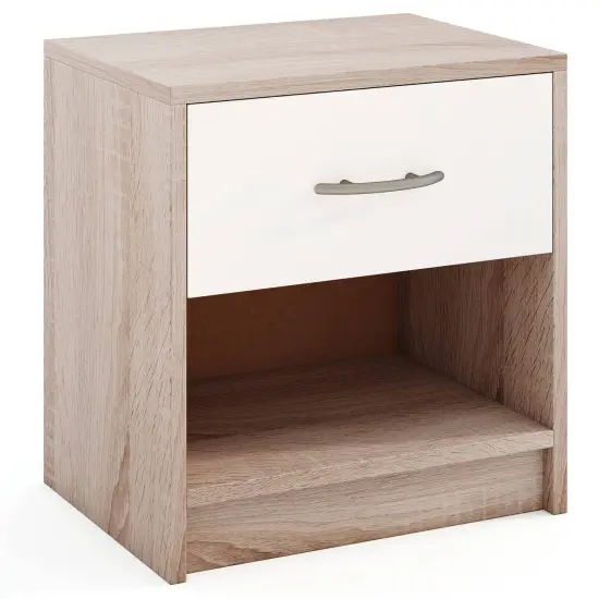 Costway Modern Nightstand Bedside Table with Drawer Open Storage Shelf for Small Spaces Light Gray/Oak&White/Natural&White/Natural/White/Dark Gray/Brown {8}