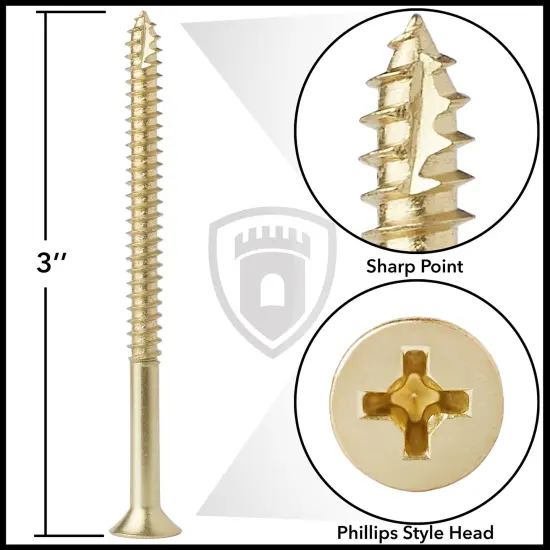 Cauldham Wood Screws #9 x 3 Inch for Door Hinges - 25 pack {4}