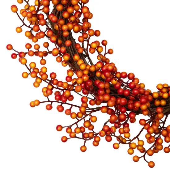 Northlight Artificial Berries Fall Harvest Twig Wreath - 18" - Orange Red {6}