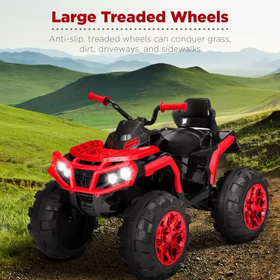 Best Choice Products 12V Kids Ride-On ATV Quad w/ Bluetooth, 3.7mph Max, Treaded Tires, LED Lights, Radio Red/Black {3}