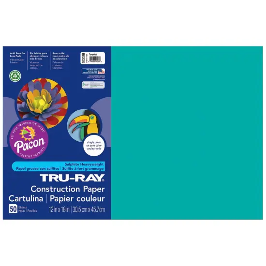 Construction Paper, Turquoise, 12" x 18", 50 Sheets {1}