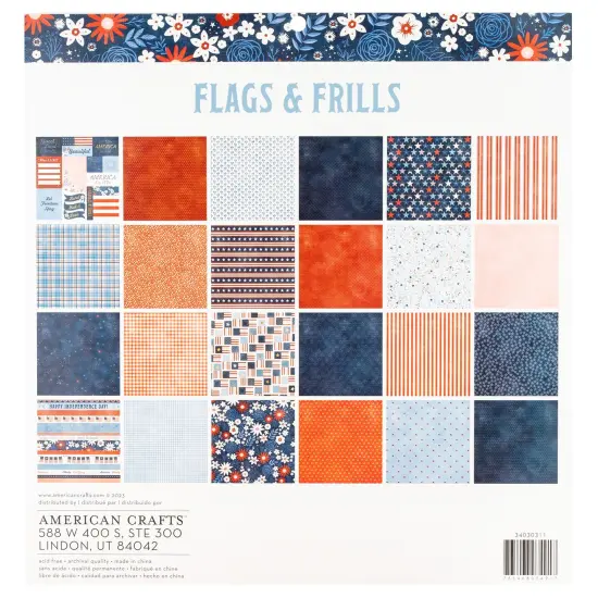 American Crafts Double-Sided Paper Pad 12"x12" 24/Pkg-Gold Foil, Flags And Frills {3}