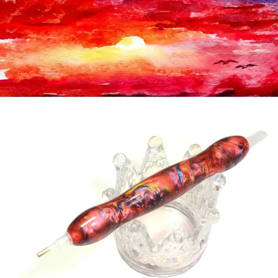 Diamond Painting Art Drill Accessories Tool Pen Kit, 5D Handmade Diamond Painting Drill Pen Stylus Tips Placers Heads and Wax Glue, Artistic Red {2}
